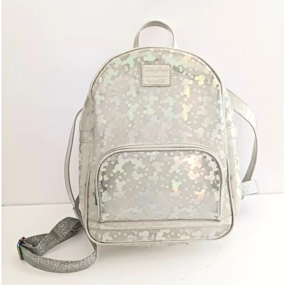 Disney Parks Loungefly Magic Mirror Metallic Mini Backpack Clear Holographic